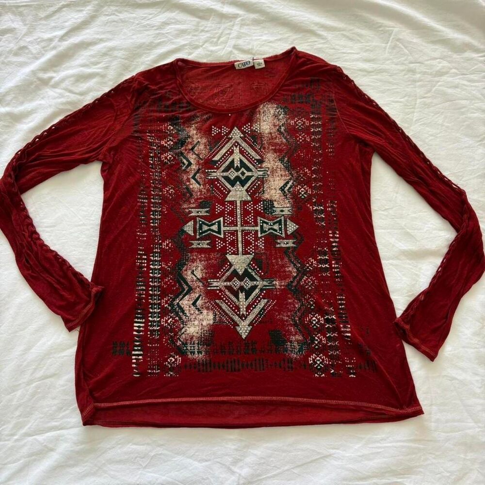Cato Women's Burgundy and Red Blouse